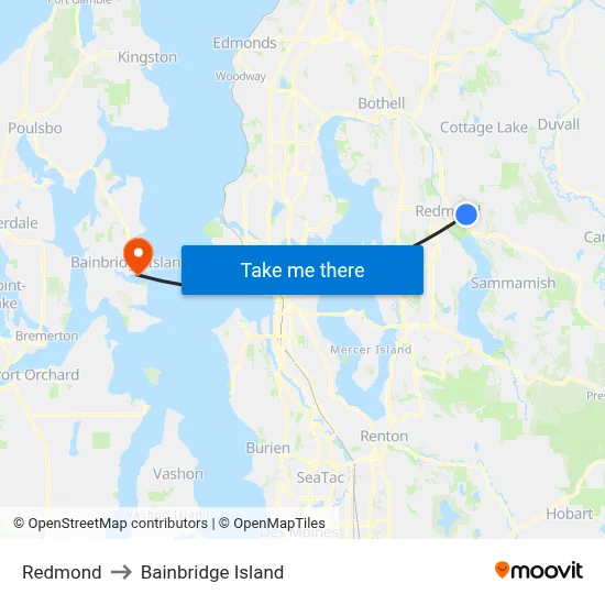 Redmond to Bainbridge Island map