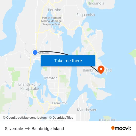 Silverdale to Bainbridge Island map