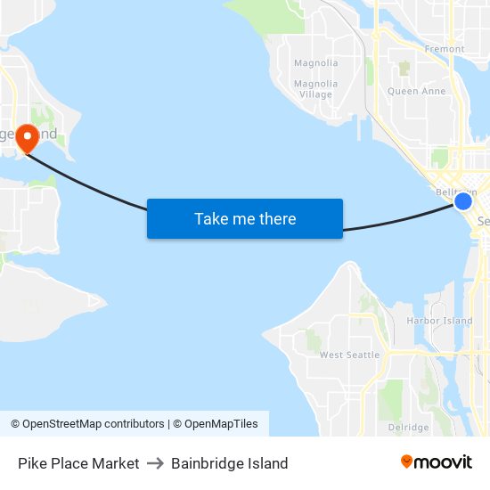 Pike Place Market to Bainbridge Island map