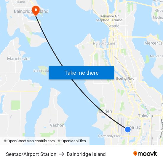 Seatac/Airport Station to Bainbridge Island map