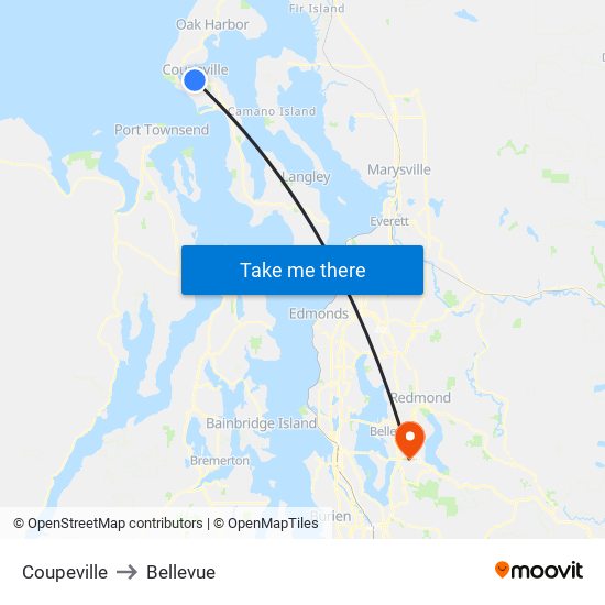 Coupeville to Bellevue map