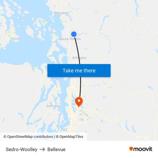 Sedro-Woolley to Bellevue map