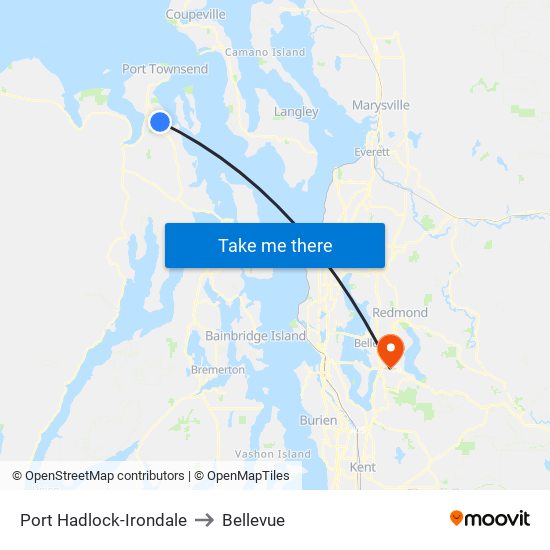 Port Hadlock-Irondale to Bellevue map
