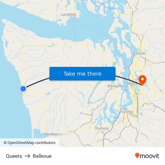 Queets to Bellevue map
