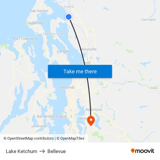 Lake Ketchum to Bellevue map