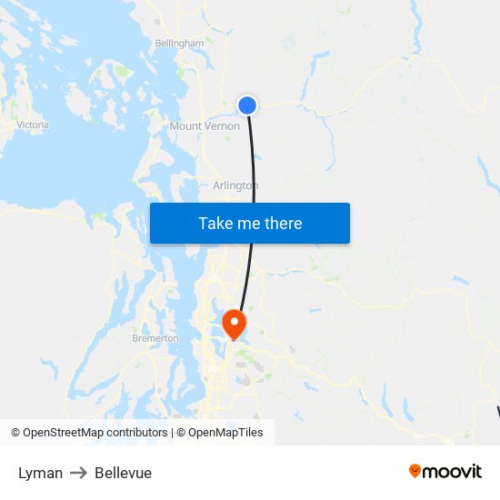 Lyman to Bellevue map