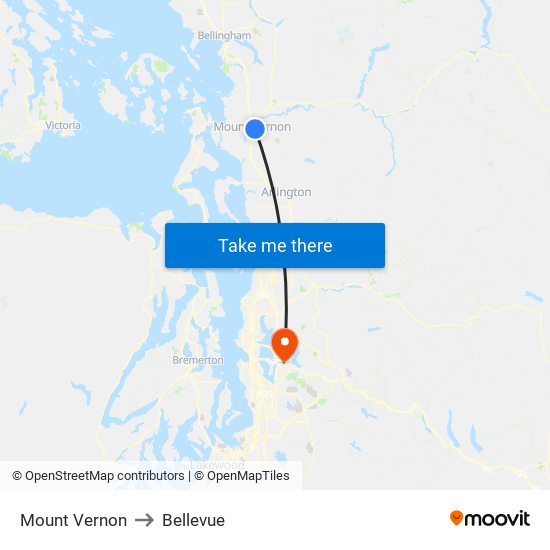 Mount Vernon to Bellevue map