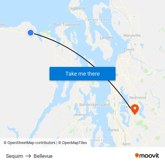 Sequim to Bellevue map