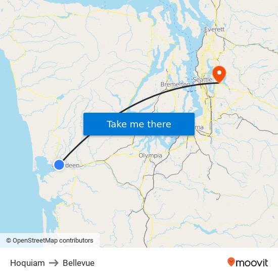 Hoquiam to Bellevue map