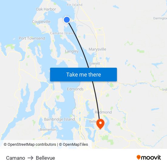 Camano to Bellevue map