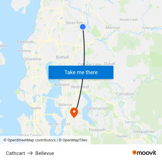 Cathcart to Bellevue map