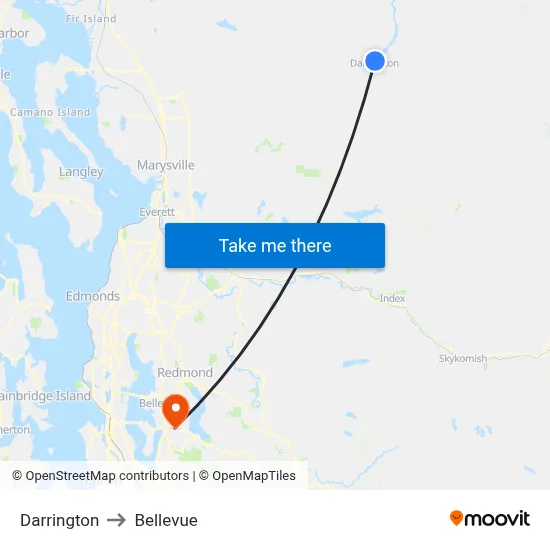 Darrington to Bellevue map