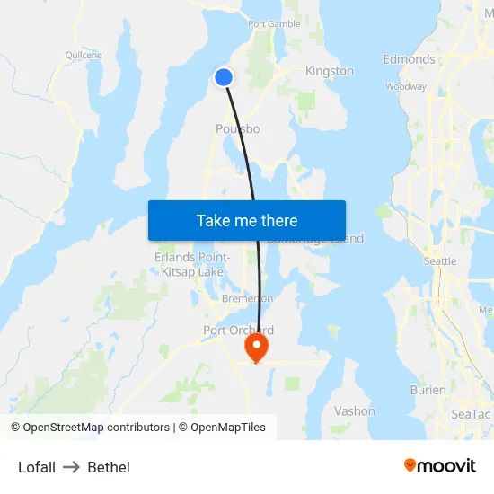 Lofall to Bethel map