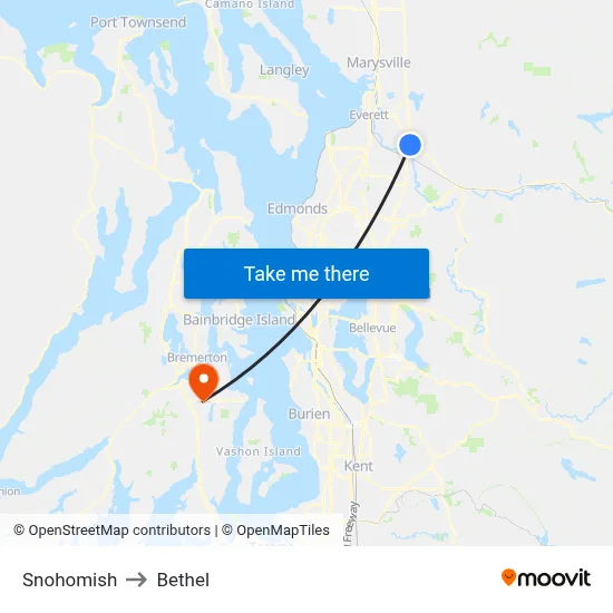 Snohomish to Bethel map