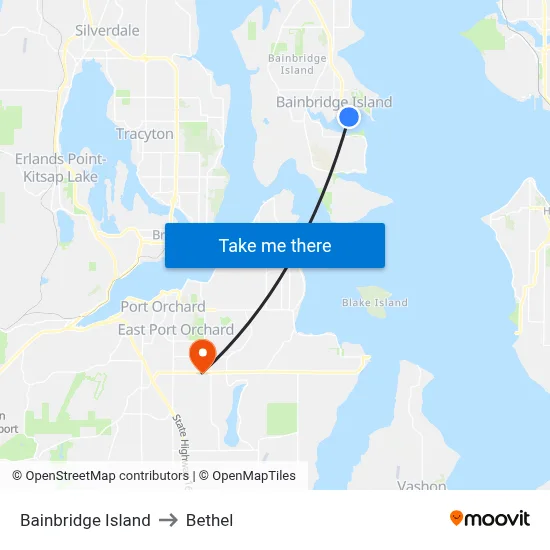 Bainbridge Island to Bethel map