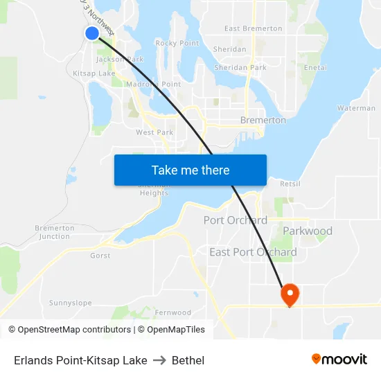 Erlands Point-Kitsap Lake to Bethel map
