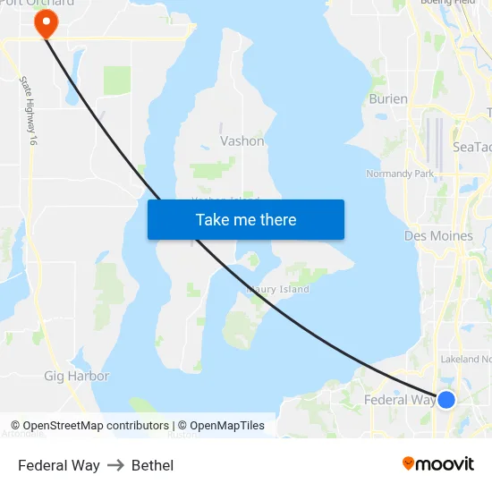 Federal Way to Bethel map
