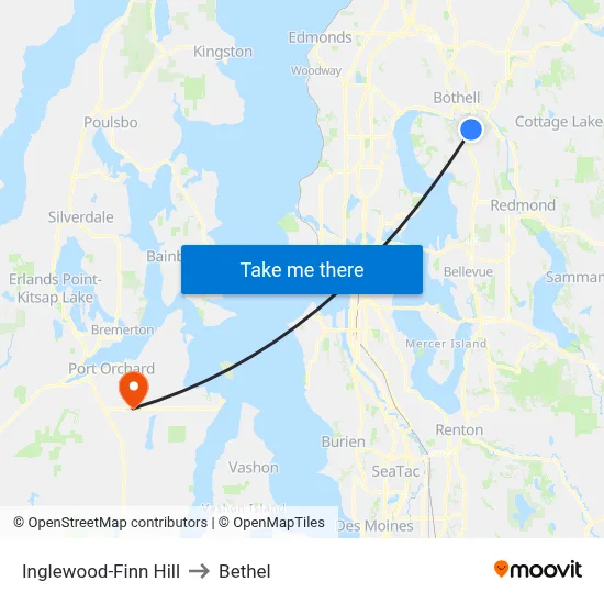 Inglewood-Finn Hill to Bethel map