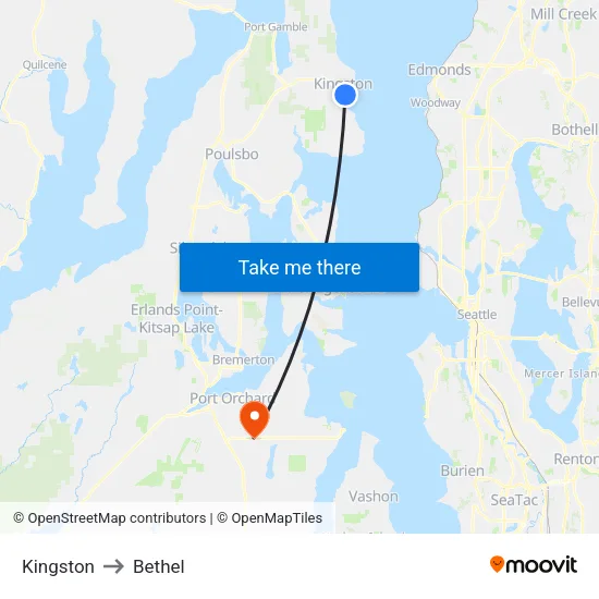 Kingston to Bethel map