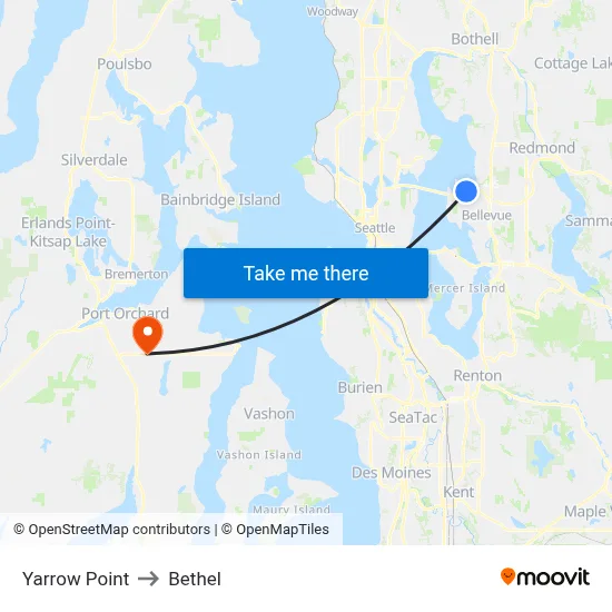 Yarrow Point to Bethel map