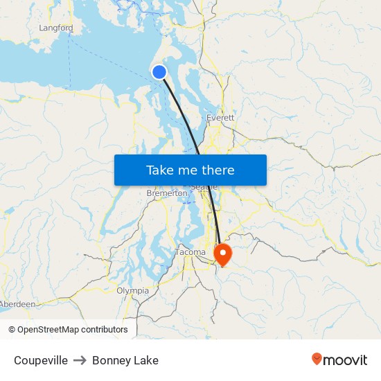 Coupeville to Bonney Lake map