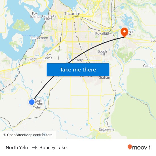 North Yelm to Bonney Lake map