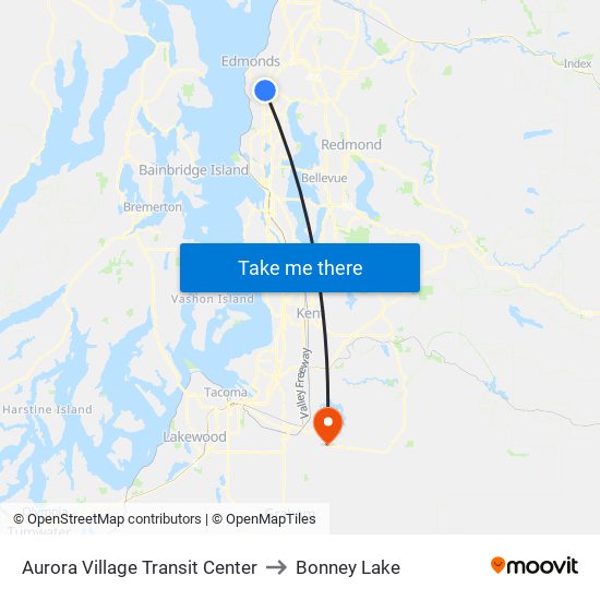 Aurora Village Transit Center to Bonney Lake map
