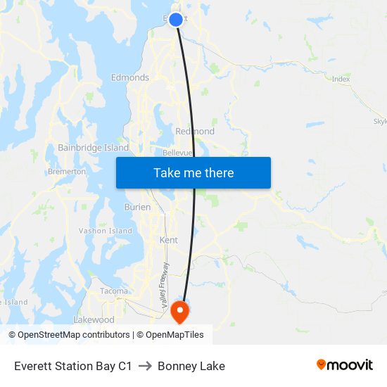 Everett Station Bay C1 to Bonney Lake map