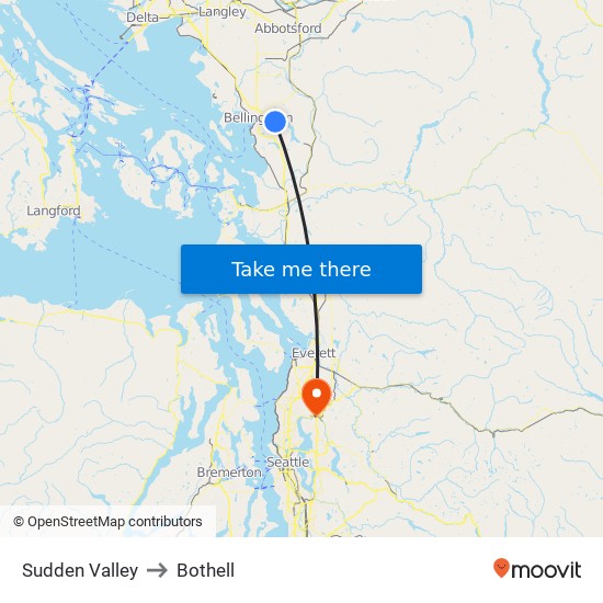 Sudden Valley to Bothell map