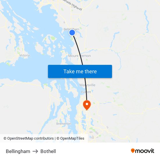 Bellingham to Bothell map