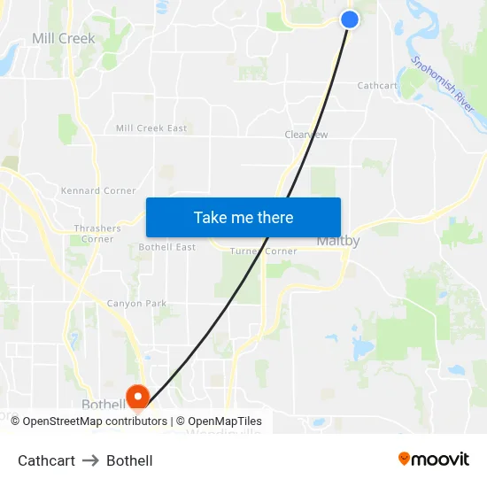 Cathcart to Bothell map