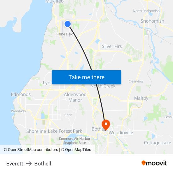 Everett to Bothell map