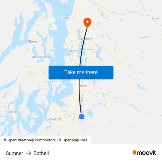 Sumner to Bothell map