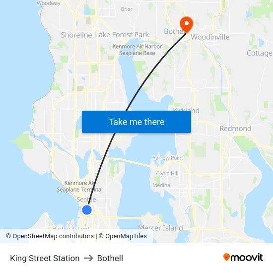 King Street Station to Bothell map