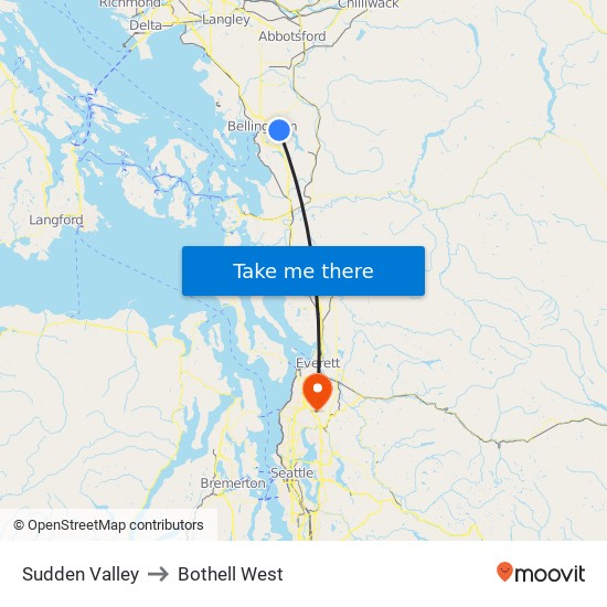 Sudden Valley to Bothell West map