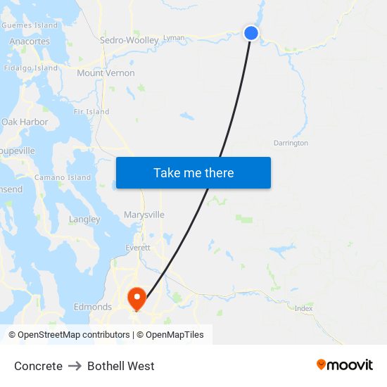 Concrete to Bothell West map