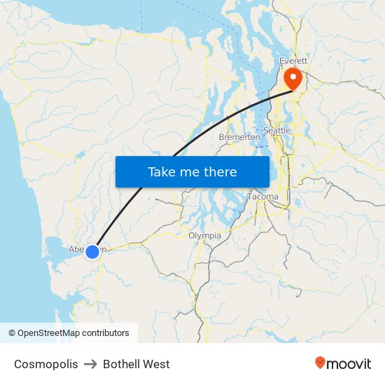 Cosmopolis to Bothell West map