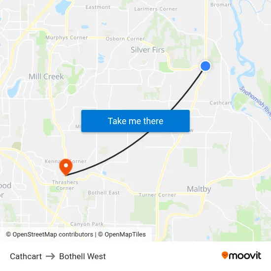 Cathcart to Bothell West map
