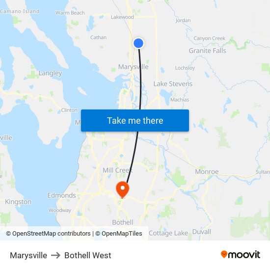 Marysville to Bothell West map