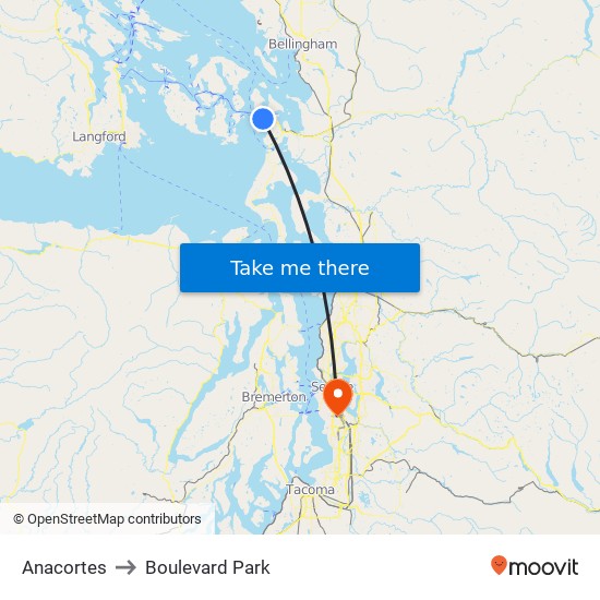 Anacortes to Boulevard Park map