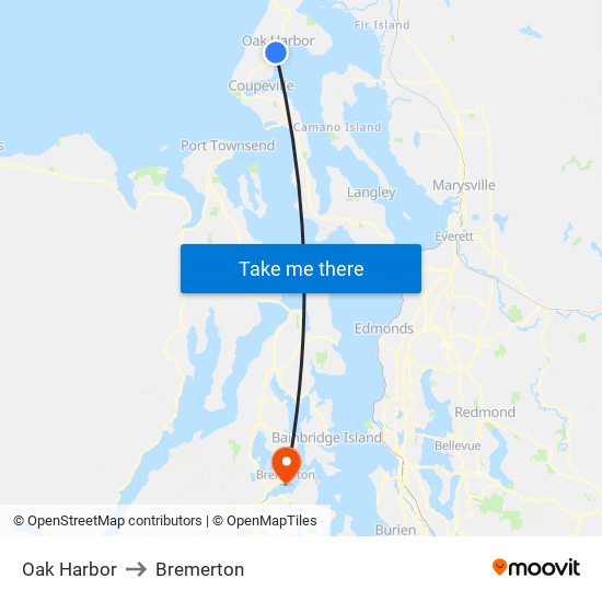 Oak Harbor to Bremerton map