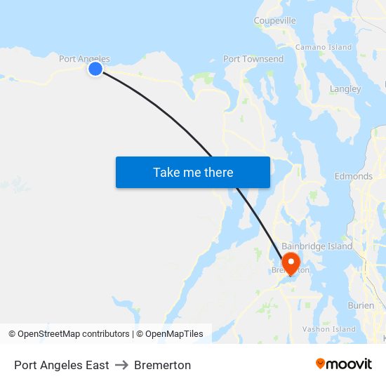 Port Angeles East to Bremerton map