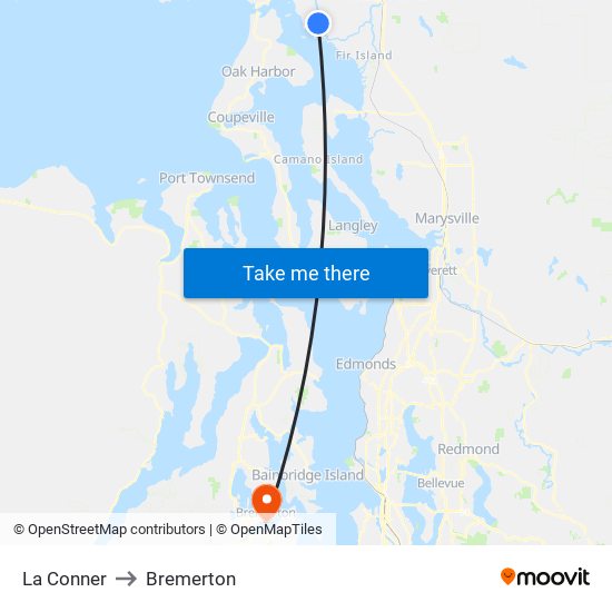 La Conner to Bremerton map