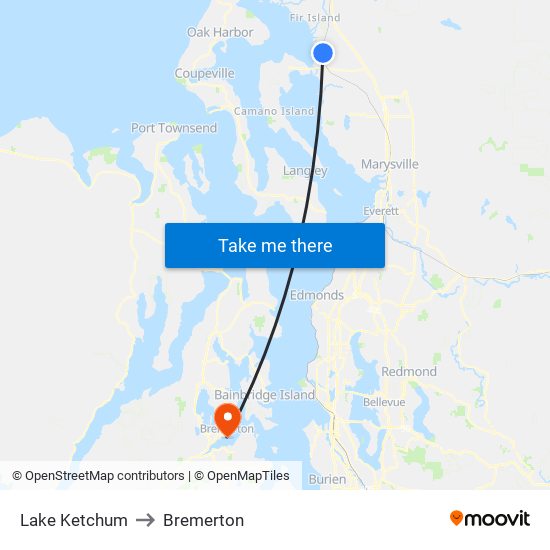 Lake Ketchum to Bremerton map