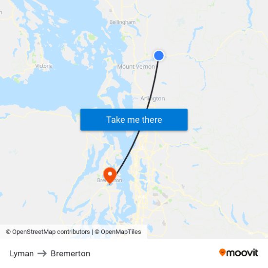 Lyman to Bremerton map