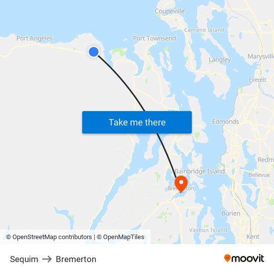 Sequim to Bremerton map