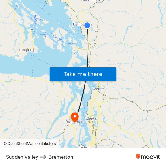 Sudden Valley to Bremerton map
