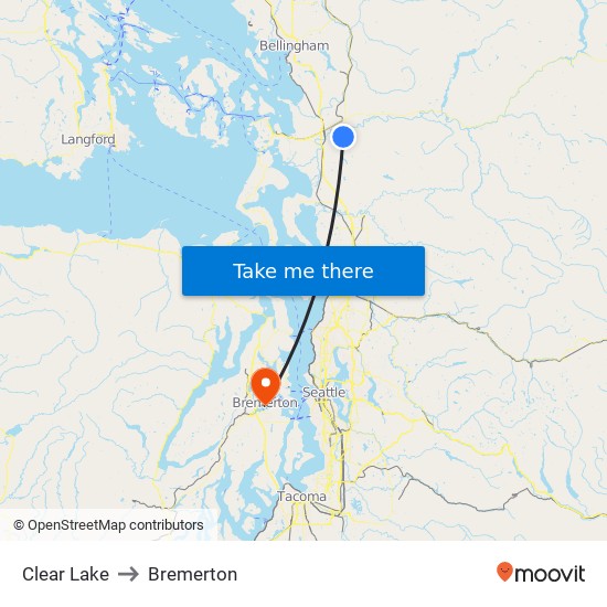 Clear Lake to Bremerton map