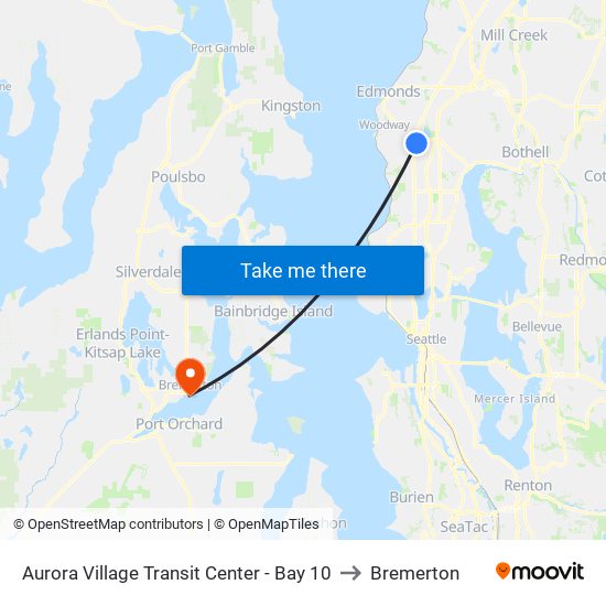 Aurora Village Transit Center - Bay 10 to Bremerton map