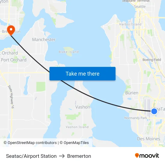 Seatac/Airport Station to Bremerton map